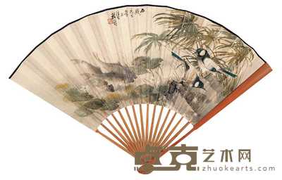 程璋 鸟欢鱼嬉图 成扇 